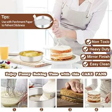 P&P CHEF Round Baking Pan Set - 4 Heavy Duty Stainless Steel