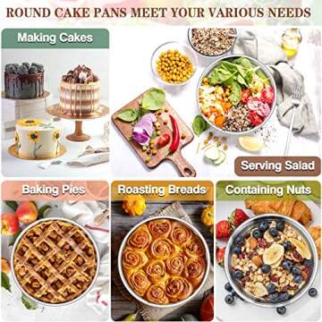 P&P CHEF Round Baking Pan Set - 4 Heavy Duty Stainless Steel