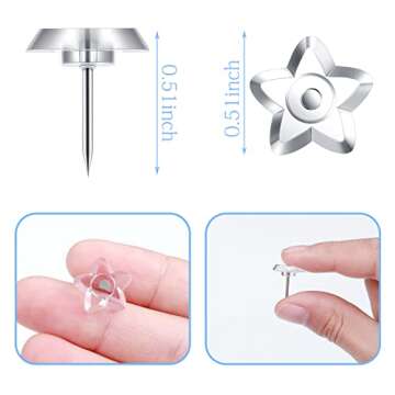 100 Pieces Star Shaped Push Pins Plastic Clear Thumb Tacks Star Pushpins Drawing Pins with Plastic B...