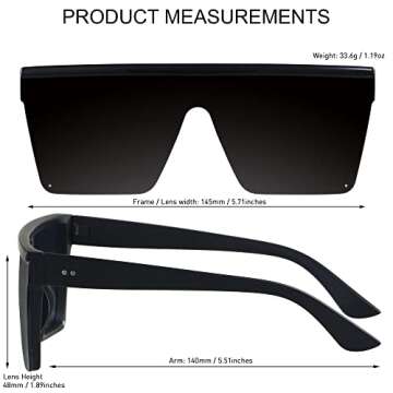 LYZOIT Oversized Square Sunglasses - Trendy UV Protection