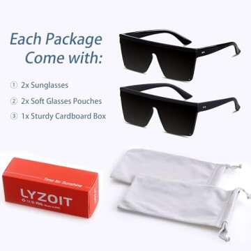 LYZOIT Oversized Square Sunglasses - Trendy UV Protection