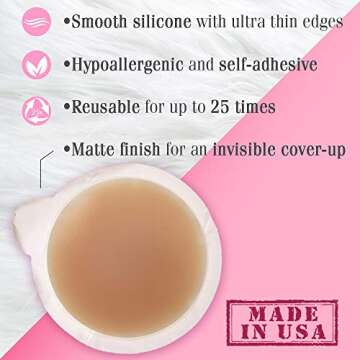 Hollywood Fashion Secrets: Silicone Nipple Covers - Reusable, Hypoallergenic, Ultra-thin Self-Adhesi...