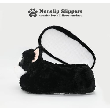 Cozy Big-Eyed Cat Plush Indoor Slippers for Women
