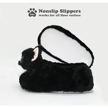 Cozy Big-Eyed Cat Plush Indoor Slippers for Women
