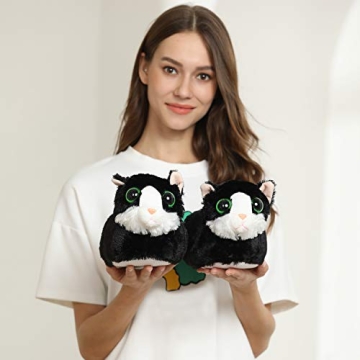 Cozy Big-Eyed Cat Plush Indoor Slippers for Women