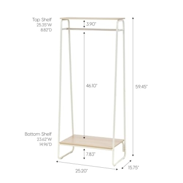 Stylish IRIS USA Clothes Rack with Wood Shelves