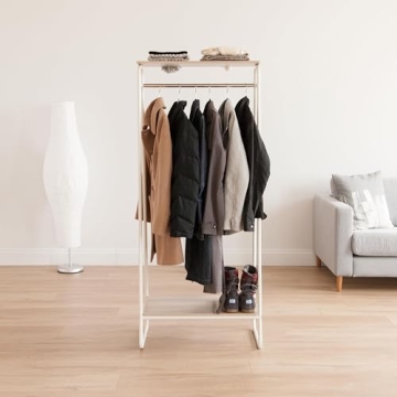 Stylish IRIS USA Clothes Rack with Wood Shelves