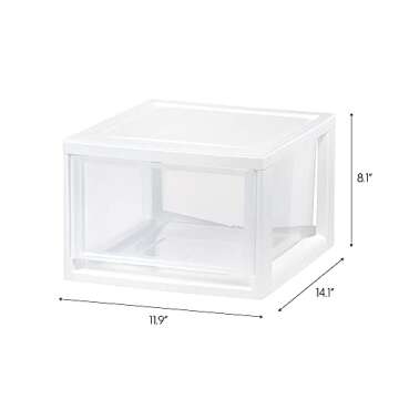 IRIS USA 14.5 Qt. Plastic Drawer Storage Organizer Stacking Drawers, 3-Pack, Stackable Unit with Sli...