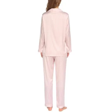 Ekouaer Silk Satin Pajamas Women's Long Sleeve Button Down Set