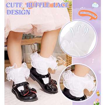 Girls Ruffle Socks Cute Double Lace Frilly Princess Dress Cotton Socks for Kids Toddler Girls 2 Pair...