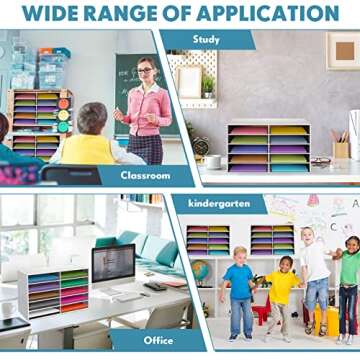 Fuutreo 2 Pieces Classroom Paper Storage Organizer Construction Paper Storage Sturdy Cardboard Classroom Mailboxes Literature Craft Organizer for Home Office (White,10 Slots)