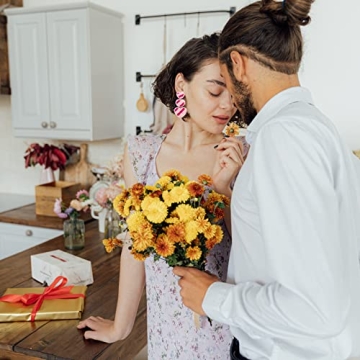 Valentine’s Day Earrings Beaded Earrings for Women Beaded Heart Earrings Pink Red Heart Seed Bead Earrings Statement Dangle Earrings Valentine’s Gift (Pink)