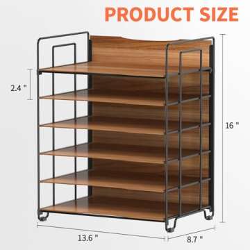 LUCYCAZ Wood Desk Organizer - 6 Tier Stylish Storage Solution