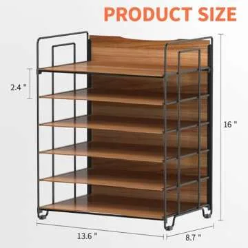 LUCYCAZ Wood Desk Organizer - 6 Tier Stylish Storage Solution