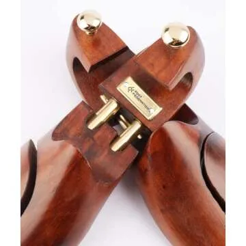 Foot Federation MENS WOODEN SHOE TREE WITH TWIN TUBES COLORFUL BEECH WOOD (US SHOE SIZE 11-12, BROWN)