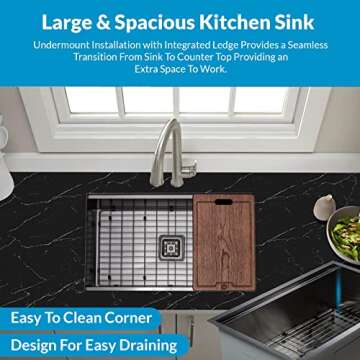Undermount Black Workstation Kitchen Sink - 32 Inch