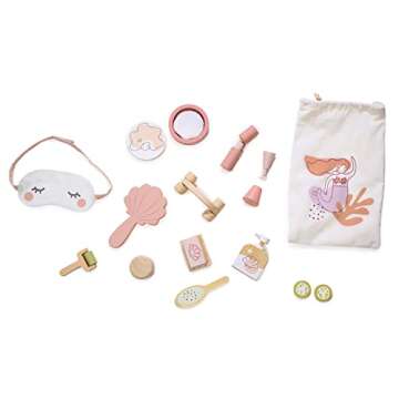 Tender Leaf Toys - Spa Retreat Set - 20 Piece Pretend Play Wood Pamper Set with Drawstring Bag - Develops Social and Language Skills - Age 3+