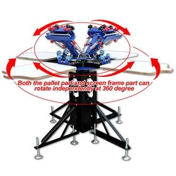TECHTONGDA 4 Color Screen Printing Press Kit Machine Equipment Silk Screen Printing 4 Color Screen Printing Press Kit 4 Station Printing Machine
