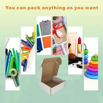 CH-BOX 50 Pack 5x5x2'' Small Shipping Boxes, Corrugated Cardboard Mailers for Business, White (CM552)