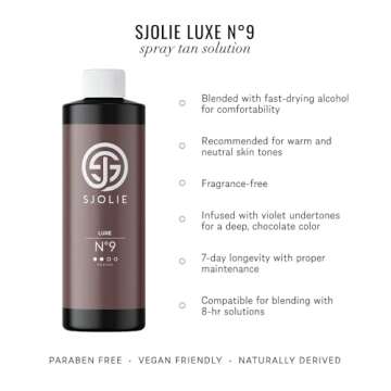SJOLIE Violet Spray Tan Solution - Luxe 9 - Medium Blend | Vegan-Friendly Sunless Tanning Solution