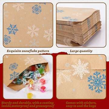 Cholemy Winter Snowflake Treat Bags - 200 Pcs for Parties