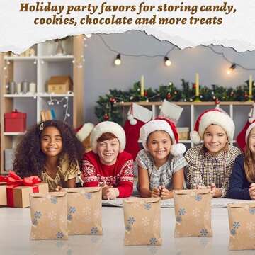 Cholemy Winter Snowflake Treat Bags - 200 Pcs for Parties