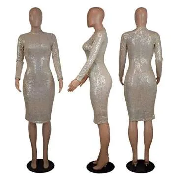 Stunning Acelyn Sequins Bodycon Midi Dress for Parties