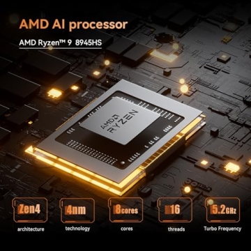 MINISFORUM UM890 Pro Mini PC AMD Ryzen 9 8945HS(8C/16T, up to 5.2GHz) 32GB DDR5 1TB SSD Mini Compute...