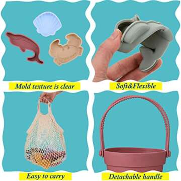 Hungdao 16 Pcs Silicone Beach Toys - Portable Fun For Kids