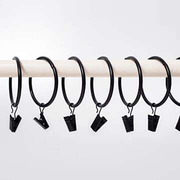 KINJOEK 100 PCS 2 Inch Curtain Rings with Clips and Eyelet, Interior Diameter Rustproof Metal Draper...