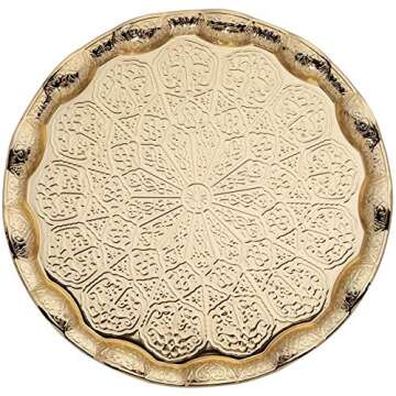 Alisveristime Handmade Turkish Tea Water Zamzam Serving Set Glasses Saucer, Tray and Spoon (Gold)