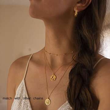 NECOCY Gold Herringbone Necklace For Women,Layered Gold Necklaces,Dainty 14k Gold Plated Necklace Stack,Chain Choker Beaded Snake Simple Necklace,Gold Jewelry Gift for Women