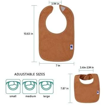 SPINFOX 10 Pack Waterproof Baby Bibs Unisex Cotton Terry Drool Bib, Solid Blank Infant Feeding Bibs,...