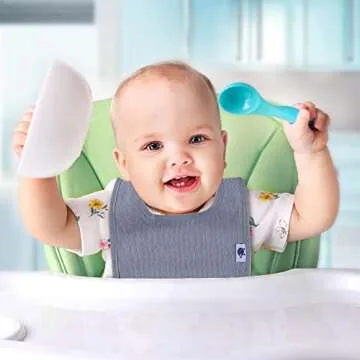 SPINFOX 10 Pack Waterproof Baby Bibs Unisex Cotton Terry Drool Bib, Solid Blank Infant Feeding Bibs, Newborn Bibs for Baby Girl and Boy - Neutral