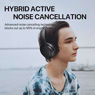 HROEENOI Active Noise Cancelling Headphones, JZ02 Bluetooth Headphones, Wireless Over Ear Headphones...