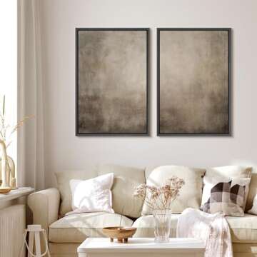 MUDECOR Framed Canvas Print Wall Art Monochromatic Gradient Abstract Minimalist Gray Illustrations M...