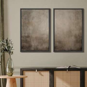 MUDECOR Framed Canvas Print Wall Art Monochromatic Gradient Abstract Minimalist Gray Illustrations Modern Art Decorative Bohemian Colorful Chic for Living Room, Bedroom, Office - 24"x36"x2 BLACK