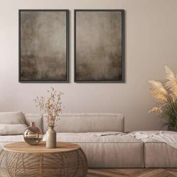 MUDECOR Framed Canvas Print Wall Art Monochromatic Gradient Abstract Minimalist Gray Illustrations Modern Art Decorative Bohemian Colorful Chic for Living Room, Bedroom, Office - 24"x36"x2 BLACK