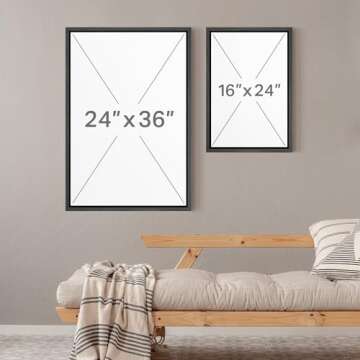 MUDECOR Framed Canvas Print Wall Art Monochromatic Gradient Abstract Minimalist Gray Illustrations Modern Art Decorative Bohemian Colorful Chic for Living Room, Bedroom, Office - 24"x36"x2 BLACK