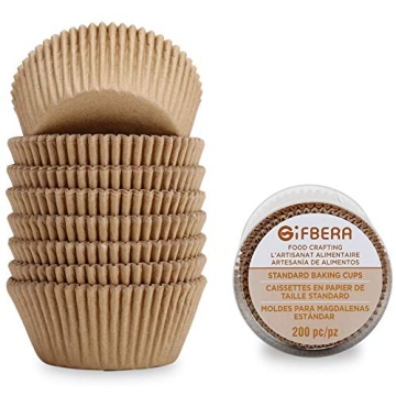 Gifbera Natural Odorless Cupcake Liners Standard Greaseproof Paper Muffin Baking Cups 200-Count, Nat...