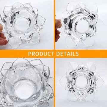 Salzesfalls Crystal Glass Lotus Candle Holders, Crystal Tealight Candle Holders, Votive Candle Holders for Home Decor, Wedding &Party, Set of 15