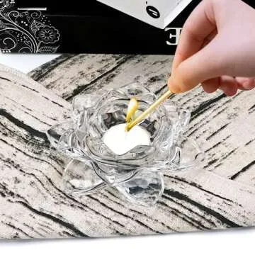 Salzesfalls Crystal Glass Lotus Candle Holders, Crystal Tealight Candle Holders, Votive Candle Holders for Home Decor, Wedding &Party, Set of 15