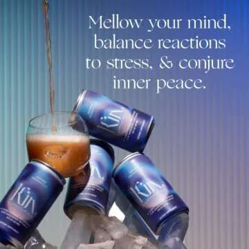Kin Euphorics Lightwave Non-Alcoholic Functional Beverage | Calm the Mind & Mellow the Mood | Adaptogens, Nootropics, Reishi Mushroom & L-Theanine | Lavender-Vanilla, Smoked Sea Salt & Passionflower | 8 Fl Oz (4pk)