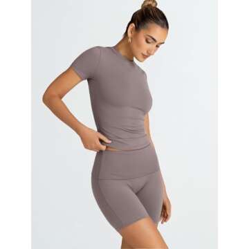 Trendy Queen Womens 2 Piece Workout Sets Short Matching Lounge Sets Summer Clothes Going Out Gym Outfits CoffeeGrey M