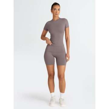 Trendy Queen Womens 2 Piece Workout Sets Short Matching Lounge Sets Summer Clothes Going Out Gym Outfits CoffeeGrey M