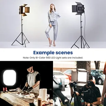 NEEWER 2 Pack Bi Color 660 LED Video Light and Stand Kit: (2) 3200-5600K CRI 96+ Dimmable Light with U Bracket and Barndoor, (2) 75 inches Light Stand for Studio Photography, Video Recording (Black)