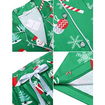 Ekouaer Christmas Family Matching Pajamas Long Sleeve Button Down Pj Set Festival Party Sleepwear,Green,Men,L