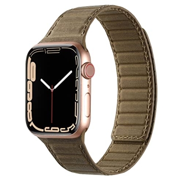 INI Compatible iWatch Band 100% Full Grain Leather Magnetic Link - Stylish & Secure
