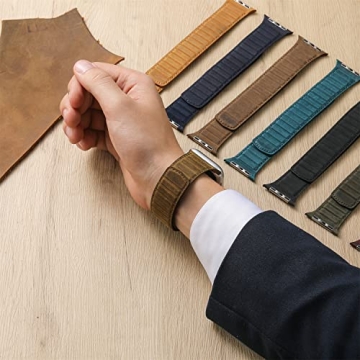 INI iWatch Band 100% Full Grain Leather Magnetic Link