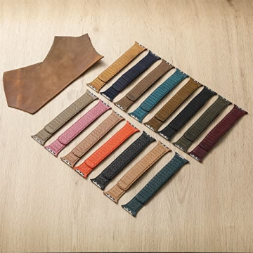 INI iWatch Band 100% Full Grain Leather Magnetic Link